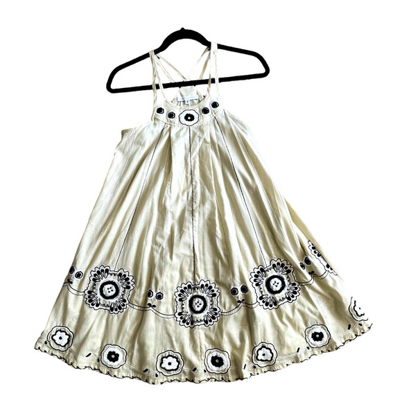 Nwt Corey Lynn Calter Cream A line Dress with black flowers - Picture 1 of 8